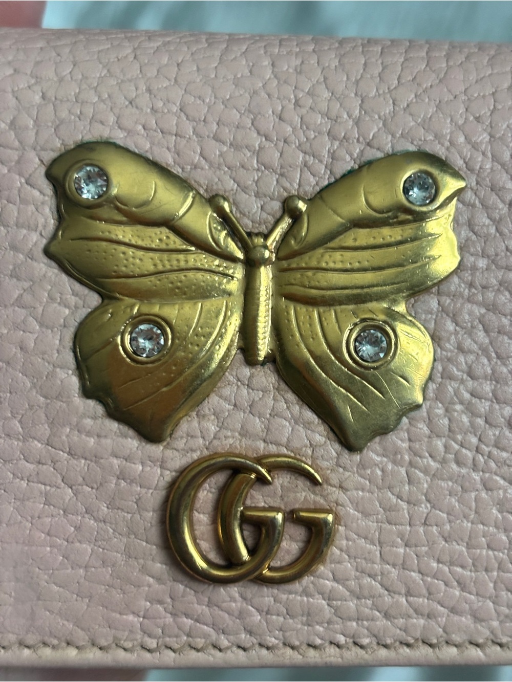 Gucci Pebbled Calfskin Butterfly Card Case Perfect Pink - Picture 4 of 15